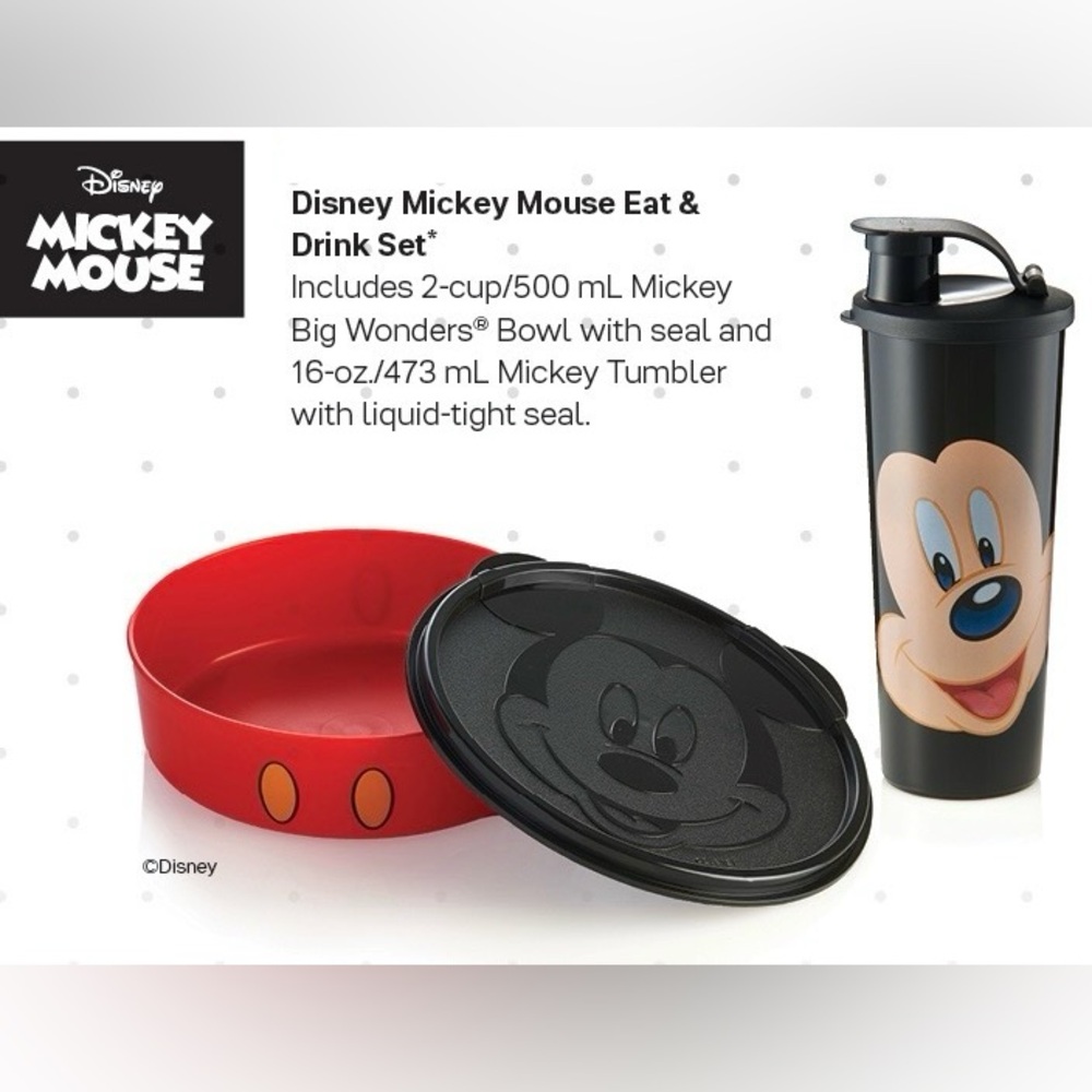 Tupperware Disney Mickey Mouse Eat & Drink 2pc Set